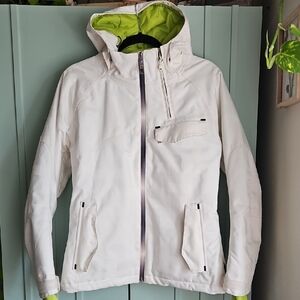 Women's White Ski Jacket with Green Lining